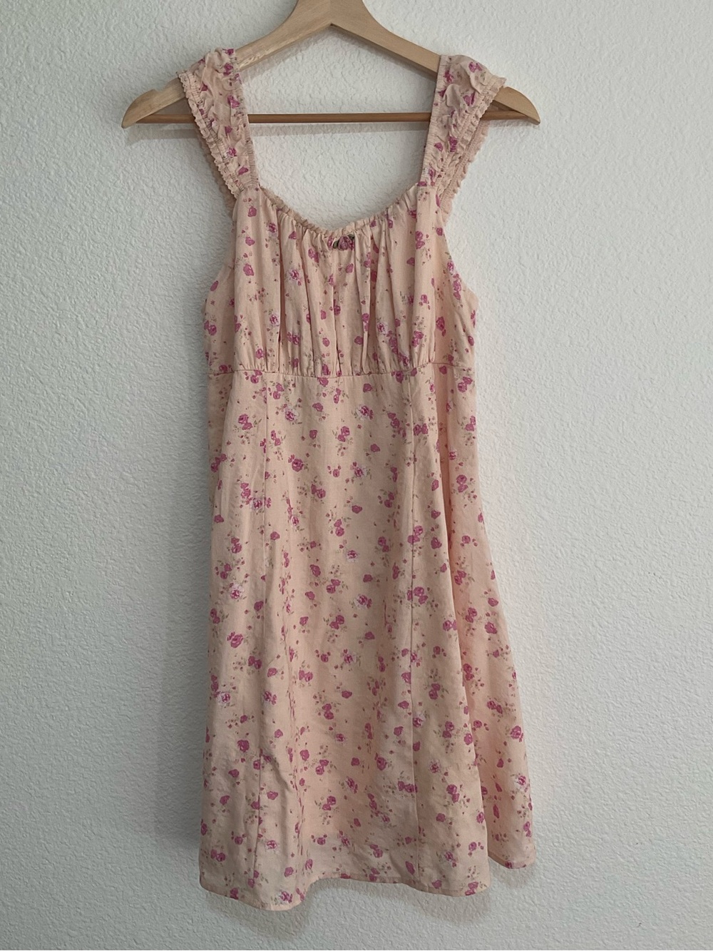 Pink Rose Floral Print Dress Size Medium